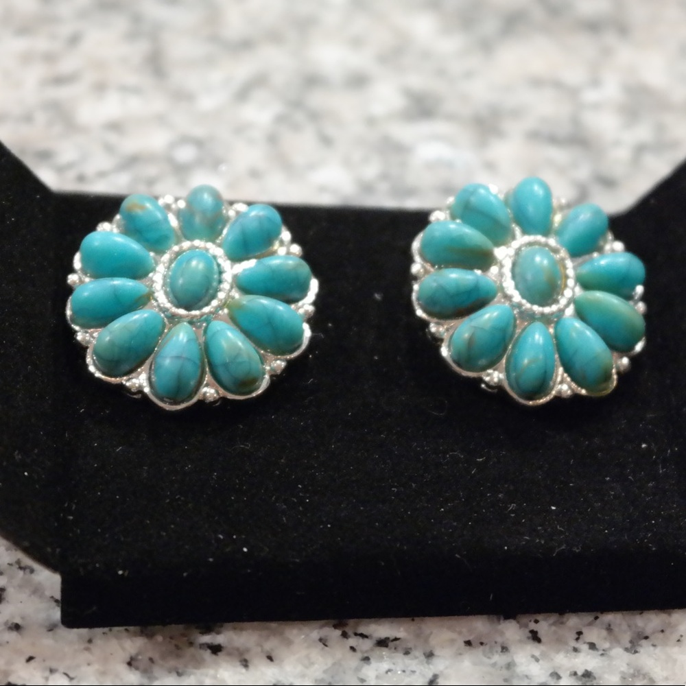 Vintage Jade, faux Turquiose Stone Earrings